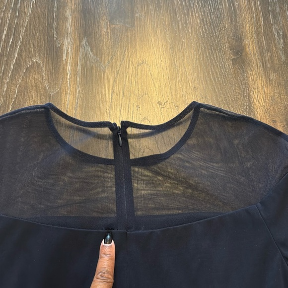 BETSY & ADAM DARK NAVY BLUE MESH DETAIL BELL SLEEVE MIDI DRESS SIZE 6 - Picture 5 of 5